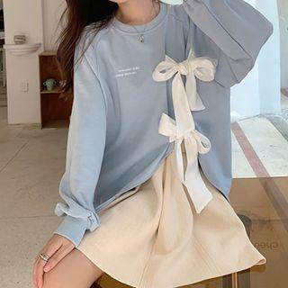 Lettering Bow Sweatshirt / A-line Skirt