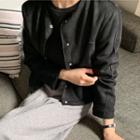 Round-neck Faux-suede Jacket