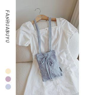 Plain Crinkled Bow Crossbody Bag
