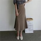 Linen Blend Midi Mermaid Skirt Brown - One Size