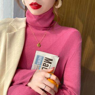Cowl High-neck Ribbed-knit Sweater In 8 Colors