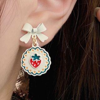 Strawberry Drop Earring 1 Pair - Mm - White - One Size