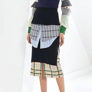 Patchwork Midi Pencil Skirt