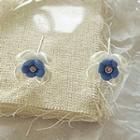 Flower Ear Stud Type H - 1 Pair - Blue - One Size