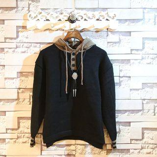 Hooded Contrast-trim Knit Top