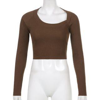 Irregular Neckline Cropped T-shirt