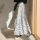 Band-waist Polka-dot Tiered Skirt