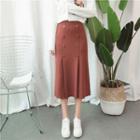Double-breasted Knit Midi Skirt