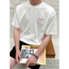 Letter-embroidered Colored T-shirt