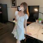 Crochet Lace Short-sleeve Mini A-line Dress