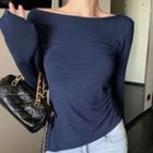 Long-sleeve Open Back T-shirt As Shown In Figure - One Size