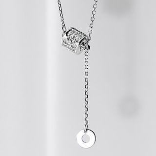 925 Sterling Silver Rhinestone Pendant Necklace S925 Silver Necklace - Silver - One Size