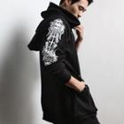 Double-hooded Flap-pocket Printed Jacket One Size