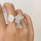 Flower Faux Crystal Ring Type A - White - One Size