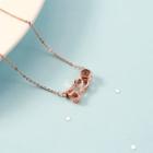 Faux Crystal 520 Numerical Pendant Necklace Rose Gold - One Size
