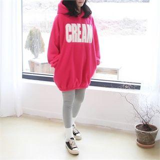 Hooded Letter Patched Fleece Sweatshirt