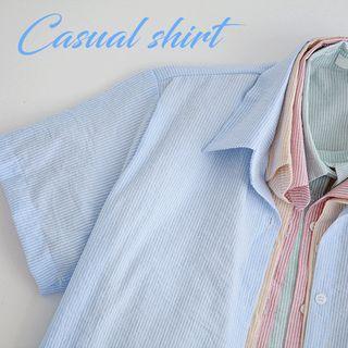 Pastel Short-sleeve Stripe Shirt