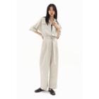 Dolman-sleeve Safari Jumpsuit With Belt Beige - One Size