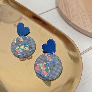 Bear Drop Earring 1 Pair - Bear Drop Earring - Blue - One Size
