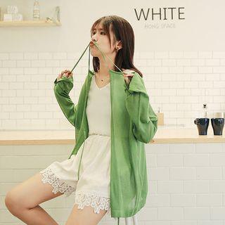 Long-sleeve Convertible Plain Cardigan