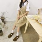 Square-neck Buttoned Pinafore Dress
