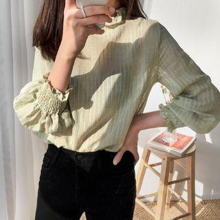Frill-trim Smocked-cuff Top
