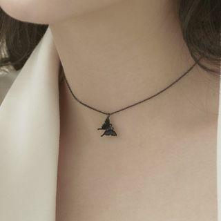 Butterfly Pendant Choker Black - One Size