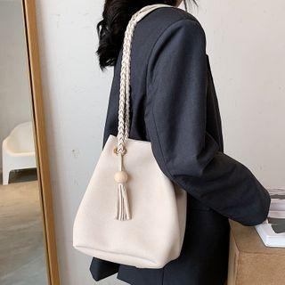 Woven Strap Tassel Bucket Bag