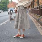 Check Asymmetric Tiered Midi Skirt