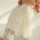 Asymmetric Flounce Long Tulle Skirt One Size