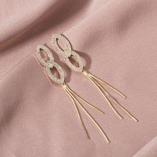 Rhinestone Alloy Fringed Earring 1 Pair - Era113-07 - Gold - One Size
