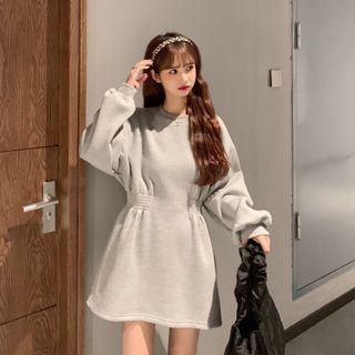 Plain Mini A-line Sweatshirt Dress