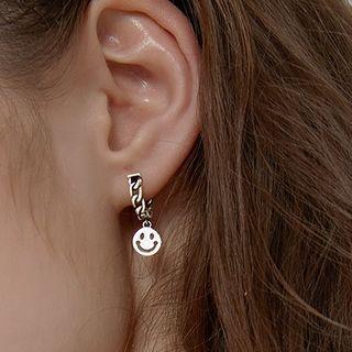 Smiley Face Chain Hoop Earring