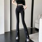 Crisscross Embroidered Bootcut Pants