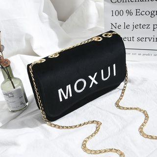Letter Embroidered Velvet Crossbody Bag
