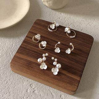 925 Sterling Silver Flower Faux Pearl Earring (various Designs)