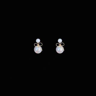 Faux Pearl Bow Alloy Earring 1 Pair - Alloy - 925 - Earring - White - One Size