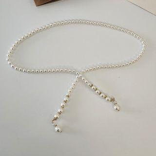 Faux-pearl Belt Pearl White - One Size