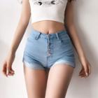 Stretched Rolled Denim Hot Shorts