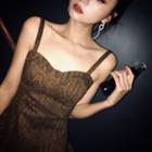 Python Print Spaghetti-strap A-line Mini Dress