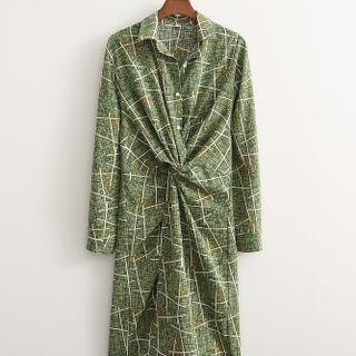 Print Twist-front Mini Shirtdress