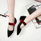 Color Block Low Block Heel Pointy Mary Jane Pumps