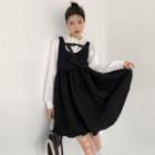 Ruffle Blouse / Mini Overall Dress