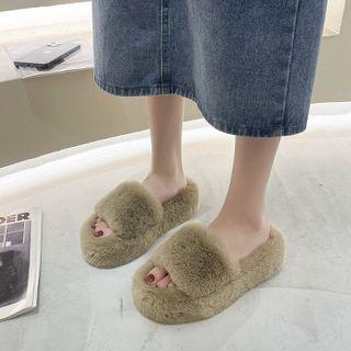 Platform Fluffy Slippers