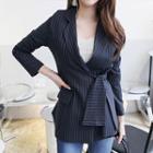 Tie-waist Pinstriped Blazer