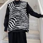 Zebra Printed Knit Vest