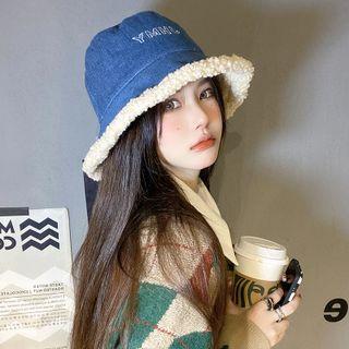 Denim Shearling Bucket Hat