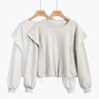 Plain Drawstring-hem Cropped Sweatshirt
