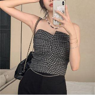 Tweed Slim-fit Tube Top
