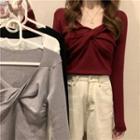 Plain Knotted Long-sleeve Top